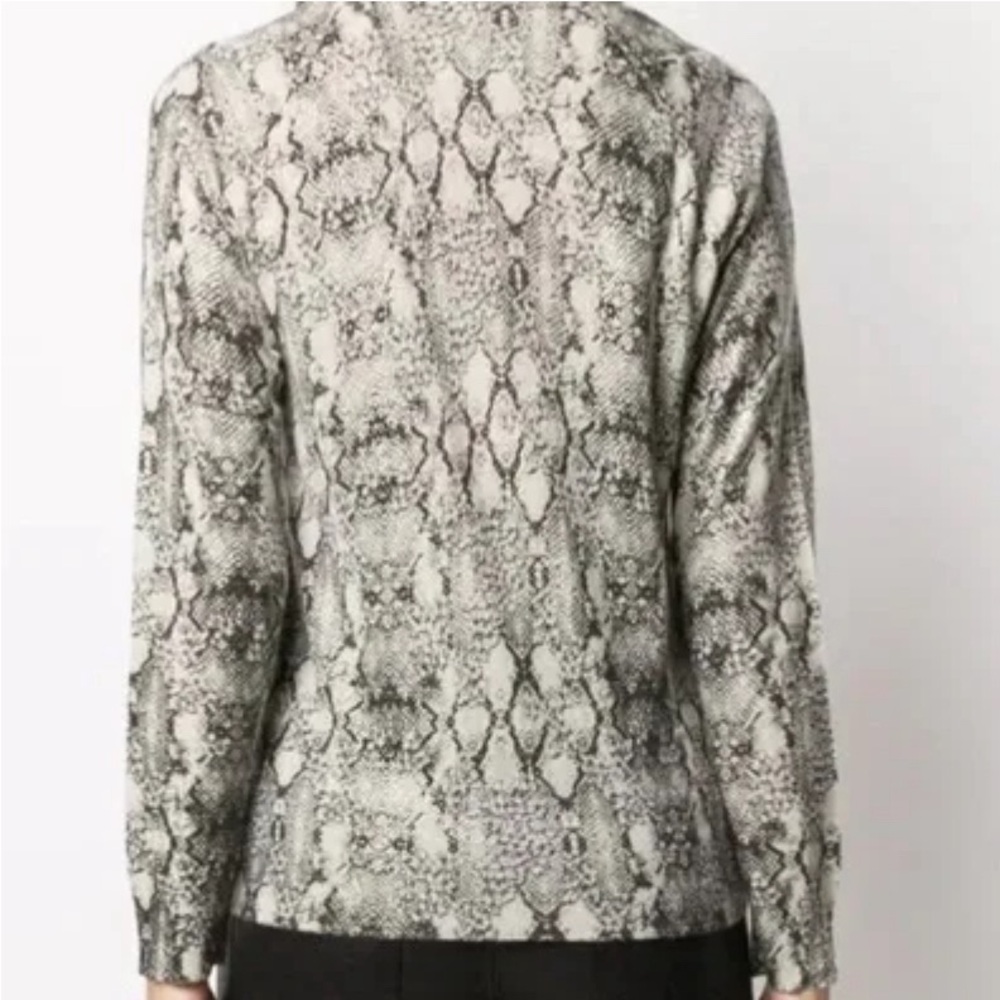 ZADIG & VOLTAIRE 100%Cashmere Reglis Python Sweater Top Size Medium Green Cream